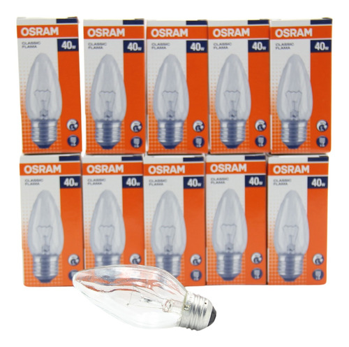 10 Focos Incandescentes Osram Flama Claro 40w E26