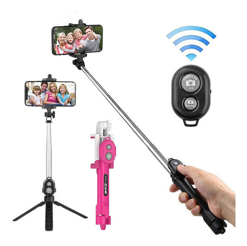 Stick De Selfie Bluetooth Sem Fio 3 Em 1 Com Controle Remoto