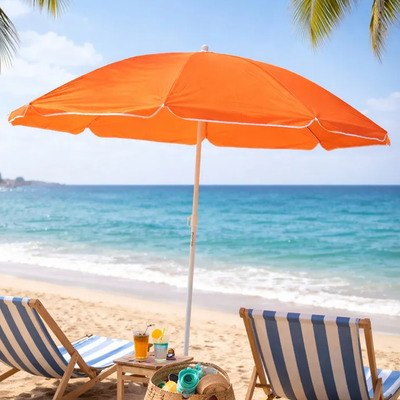 Sombrilla Lona 170t Protección Solar 180cm Altura Playa Gim Naranja 15sombri001ch