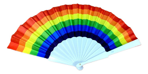 Abanico Grande Plástico Tela Pride Arcoíris 42cm 1pz