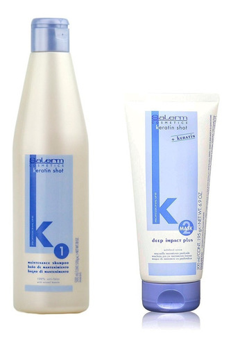 Salerm ® Keratin Shot Shampoo 500ml Tratamiento Hidratante Cabello Con Efecto Alisado + Deep Impact 200ml Antifrizz
