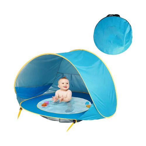 Tenda De Praia Portátil À Prova De Água P/ Bebés Com Piscina