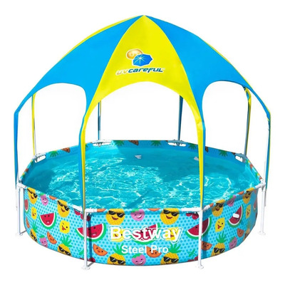 Alberca Bestway Estructural Redonda Toldo 244x51 Cm 1688lt Color Multicolor | Envío gratis
