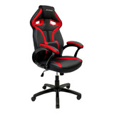 Cadeira Gamer Giratória Couro Sintético Preto / Vermelho