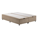 Base Para Cama Box Casal King Com Baú S. Design Cor Marrom