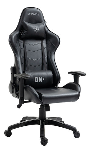 Cadeira De Escritório Draxen Dn3 Dn003 Gamer Ergonômica  Preta Com Estofado De Pu