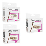 3 Pack Pasador Para Cabello Punta D Goma By Apple 90 Piezas 