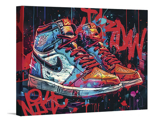 Air Jordan Grafitti Tenis Art Cuadros Canvas Decorativos Hd