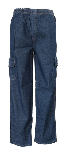 Calça Cargo Jeans Reta Elástico E Cordão 100%algodão 36 A 60