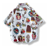 Camisa Hombre Mujer Frida Kahlo Manga Corta Hawaiana