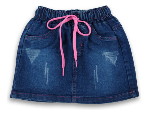 Saia Jeans Infantil Com Cadarço Regulador Tam 01 Ao 08