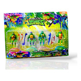 Blister Tortugas Ninjas X4 Personajes + Accesorios Para Niño