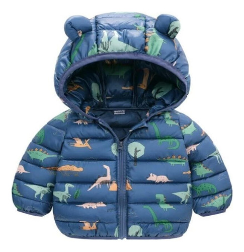 Jaqueta Puffer Infantil Capuz Casaco  Azul 3 A 4 Anos Fgrati