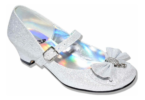 Zapato De Fiesta Dama Plata Tacón 22/26