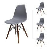 Set De 4 Sillas Eames Para Comedor Con Base Color Nogal Color Del Asiento Gris