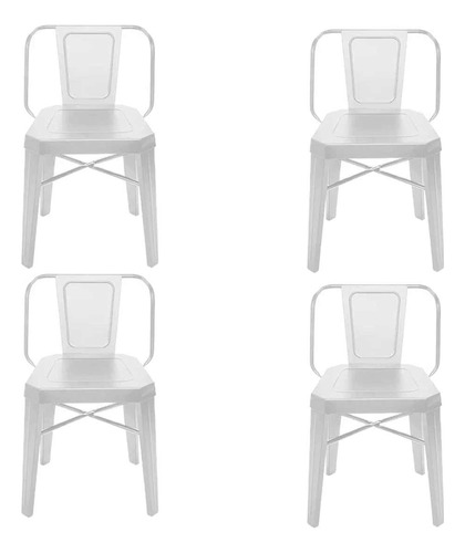 Combo Silla De Chapa Tromen Runko X4 Blanca Exterior Jardín