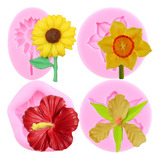 4 Unidades De Girasol, Orquídea, Narcisos, Flor De Hibisco [