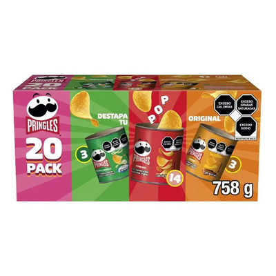 Pringles Mix Pack Papas Botana 20 Piezas 3 Sabores 758 Gr | Envío gratis