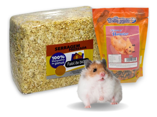 Kit Serragem Prensada Para Hamster Coelho 800g + Ração