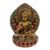 Buda Hindu Tailandês Tibetano Na Flor De Lotus Resina 16cm