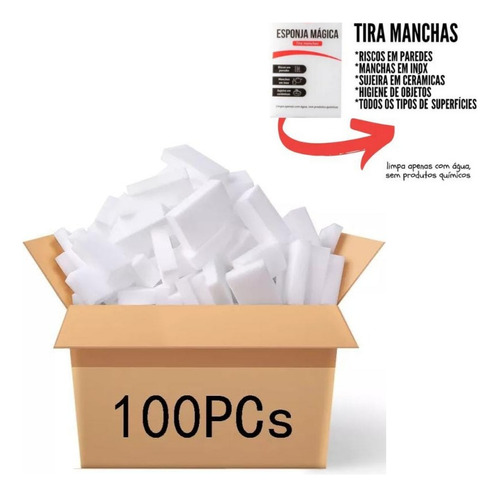 Kit 100 Esponja  Buxa Mágica Bucha Melamina Buchinha Manchas