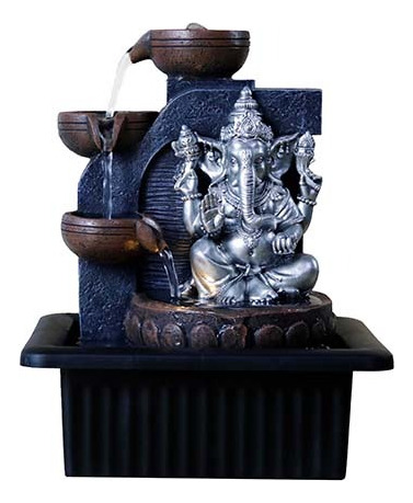 Fuente De Agua Mediana Ganesha Vasijas Luz Led 25cm Tm