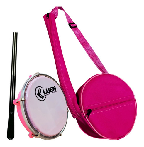 Kit Tamborim Abs Com Baqueta Chave + Capa Luxo Pink