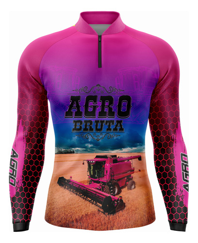 Camisa Camiseta Agro Feminina Prot Uv50+ Dry Gll-18rosa