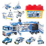 City Police Station Building Car Toys Set ,8 In 1 Mobile Com