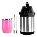 Kit Tereré Bomba Bojo Garrafa 2.5l E Copo Termico Inox 350ml