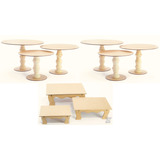 Kit Festa Provençal Torneado Mdf Cru 9 Peças Decoração Festa