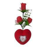 Regalo San Valentín Corazón Feliz Dia Con Flores Rosa Amor