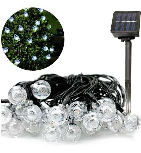 Pisca-pisca Bola Led Solar Branco Fria Natal