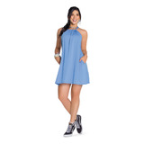 Vestido Corto Para  Mujer Atypical -mora Azul