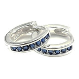 Aros Argolla Mini Circones Azules Plata Fina 925