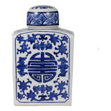 Frasco Potiche Oriental De Cerámica Esmaltada 