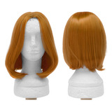 Peruca Sem Franja Ruiva Laranja Long Bob Curta Cosplay Wig