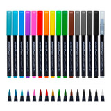 Caneta Pincel Brush Pen - 15 Cores + 1 Blender - Newpen