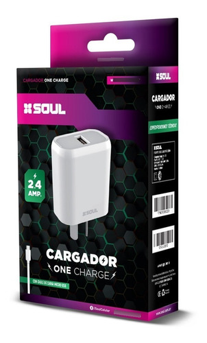 Cargador Usb De Carga Rapida Soul 2.4a + Cable Incluido