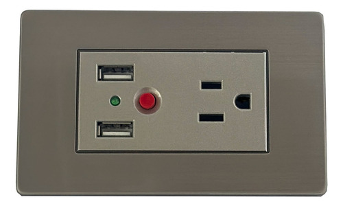 Toma Corriente + 2 Puertos Usb De 15 Amp Gris Acero Inoxidab