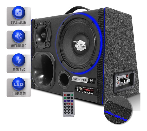 Caixa Trio Amplificada Residencial Shutt 8pol 800w Bluetooth