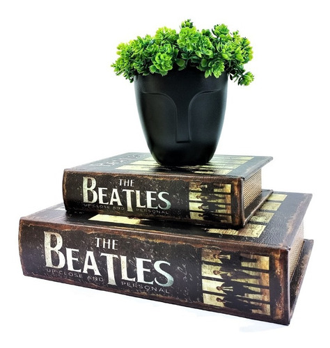 Conjunto 2 Livros Caixa Decorativa Mdf Luxo E Decoração Sala Cor Preto Beatles