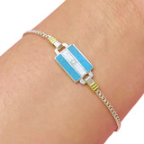 Pulsera Groumet Con Bandera Argentina Plata Y Oro Ps 217-3