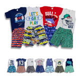 Kit 4 Conjuntos Infantil Menino Verão Roupa Criança