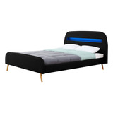 Cama King Size Moderno Luces Led Bossa Diamond Base Color Negro