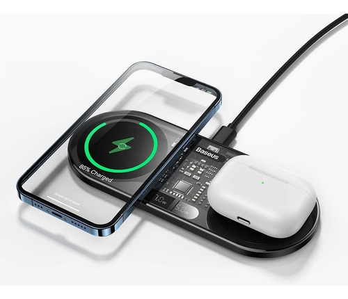 Carregador Wireless Sem Fio Baseus 2 Em 1 P/ iPhone E Airpod