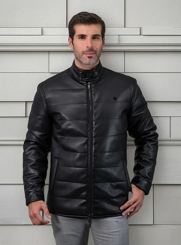 Chamarra De Hombre Perry Ellis En Cuero Sintético Negro