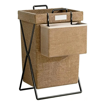 Cesta Doble Para Ropa Sucia Y Bolsas De Lavandería Extraíbles, Grande Plegable Cesta De Lavandería A Dormitorio, Baño, Cuarto De Lavado, Plegable Lavanderia Color Marrón Oscuro | Meses sin interés