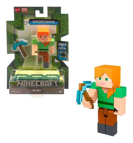 Minecraft Figura Original Alex Build-a-portal Mattel Mojang 