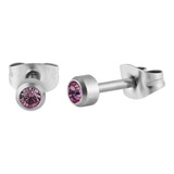 Brinco Aço Com Zircônia Rosa 4mm.